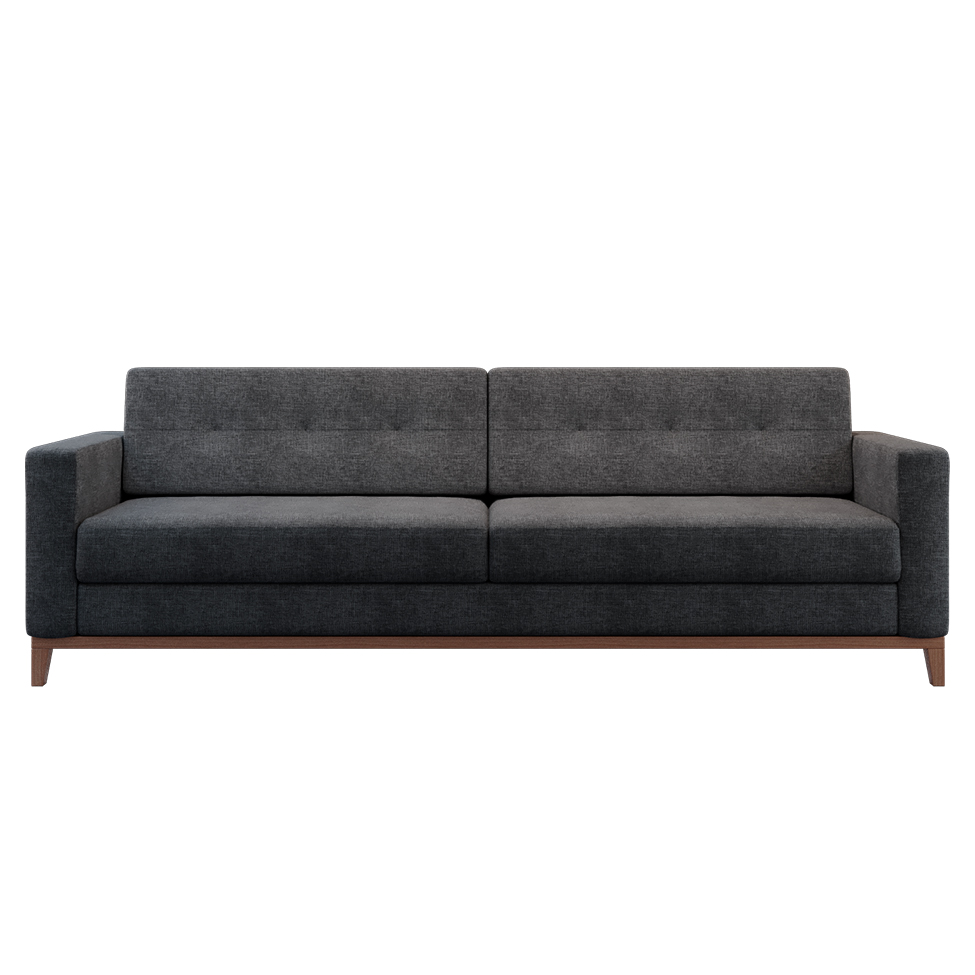 Sofá 3 Lugares Living Base de Madeira Linho Cotton Grafite 210cm