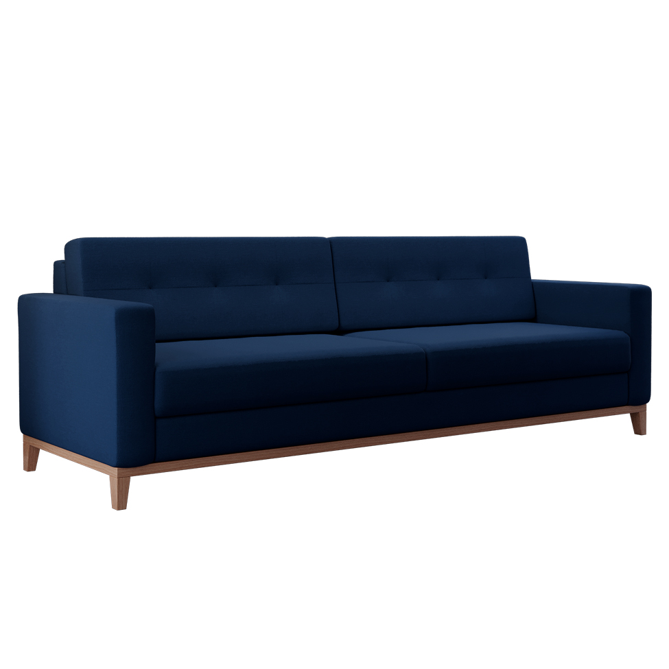Sofá 3 Lugares Living Linho Cotton Azul Marinho 210 cm