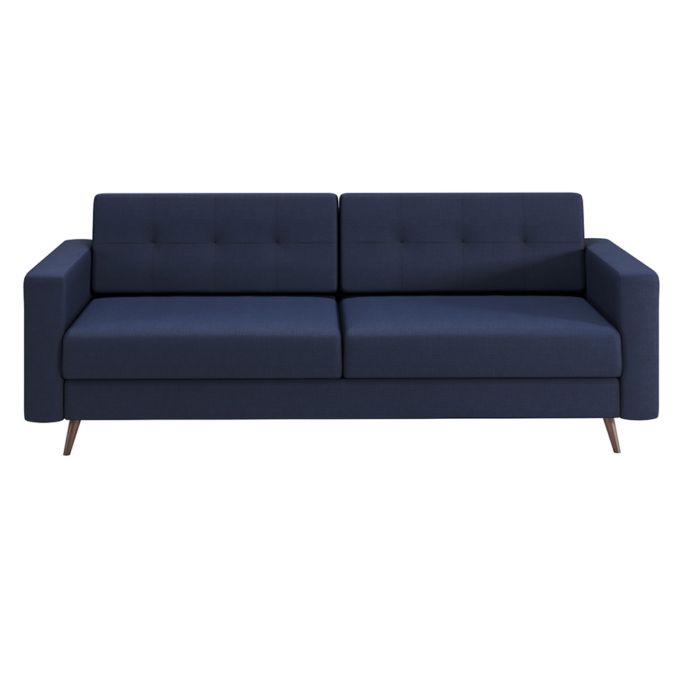 Sofá 3 Lugares Living Pé Palito Linho Cotton Azul Marinho 180 cm
