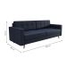 Sofá 3 Lugares Living Pé Palito Linho Cotton Azul Marinho 180 cm