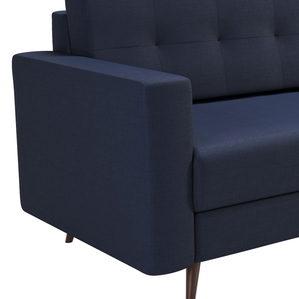 Sofá 3 Lugares Living Pé Palito Linho Cotton Azul Marinho 180 cm