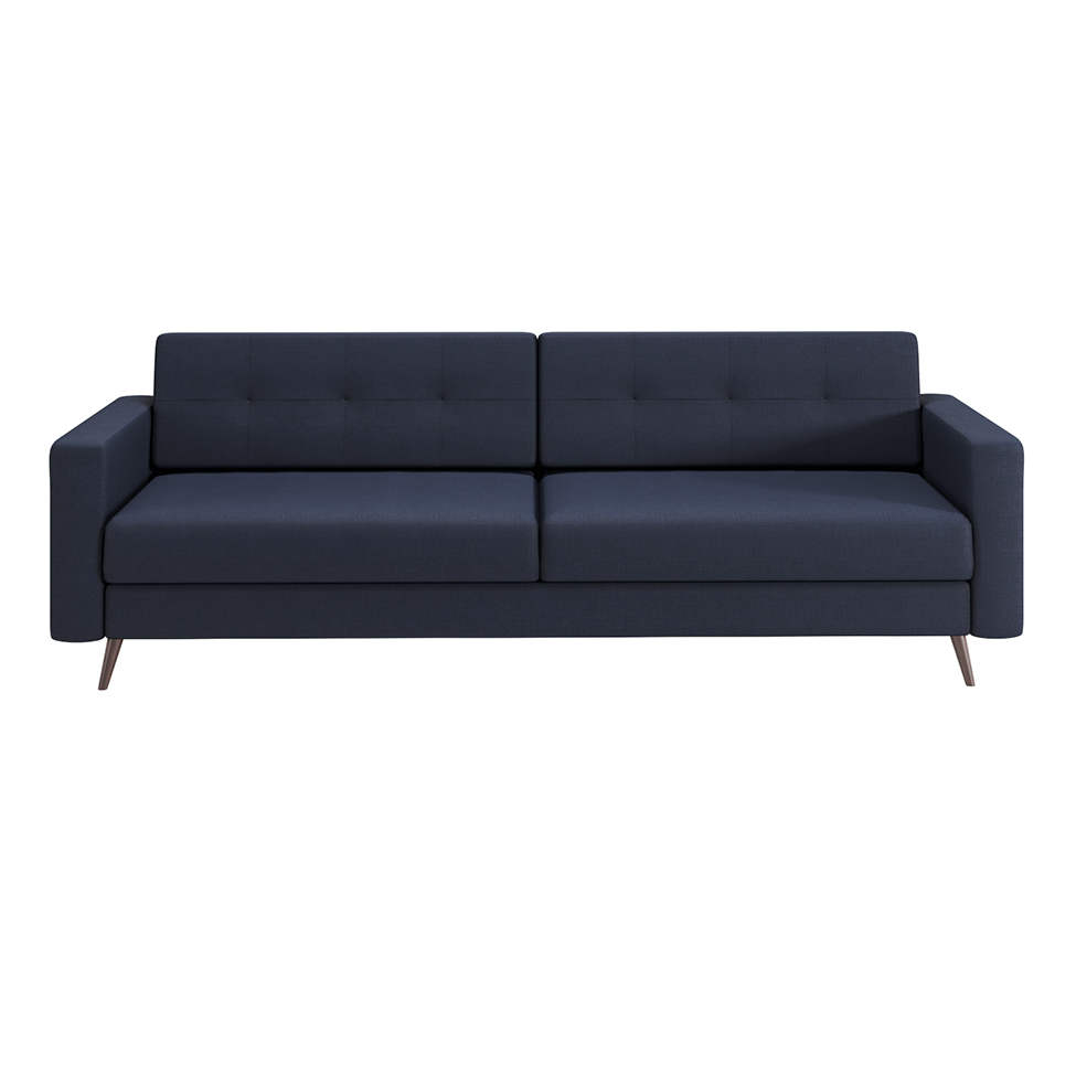 Sofá 3 Lugares Living Pé Palito Linho Cotton Azul Marinho 210 cm