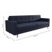 Sofá 3 Lugares Living Pé Palito Linho Cotton Azul Marinho 210 cm