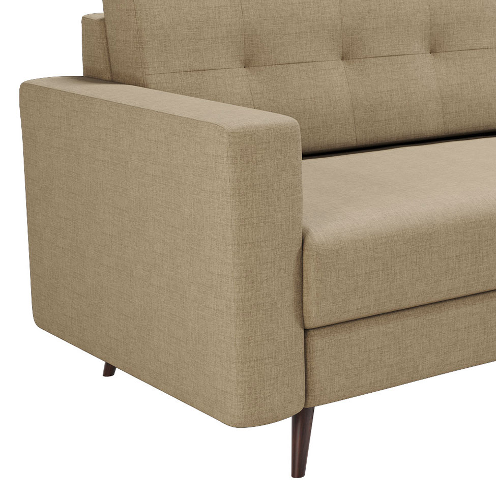 Sofá 3 Lugares Living Pé Palito Linho Cotton Bege 180 cm