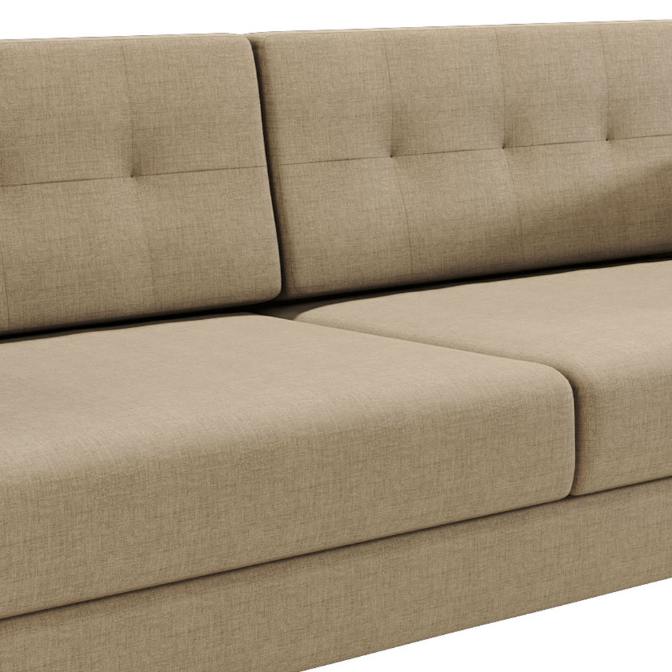 Sofá 3 Lugares Living Pé Palito Linho Cotton Bege 180 cm
