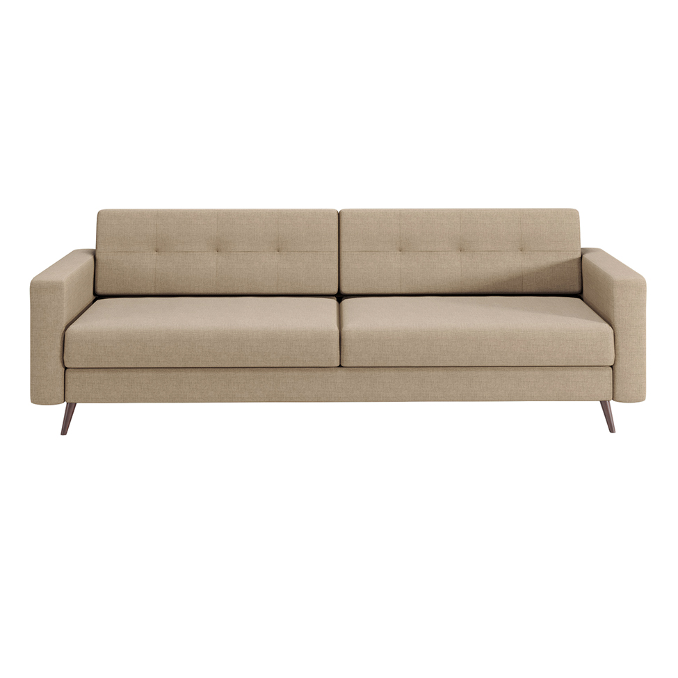 Sofá 3 Lugares Living Pé Palito Linho Cotton Bege 210 cm