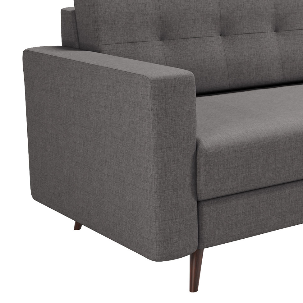 Sofá 3 Lugares Living Pé Palito Linho Cotton Cinza 180 cm
