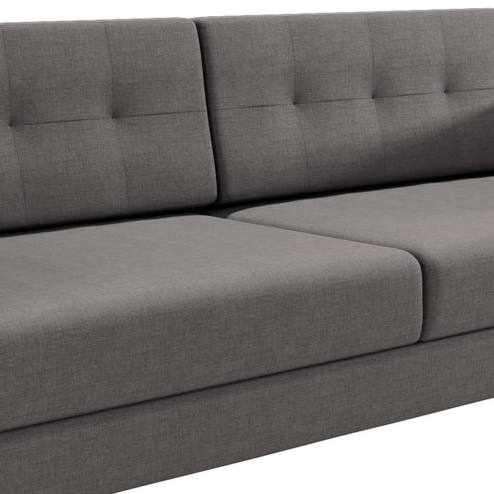 Sofá 3 Lugares Living Pé Palito Linho Cotton Cinza 180 cm