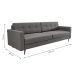 Sofá 3 Lugares Living Pé Palito Linho Cotton Cinza 210 cm
