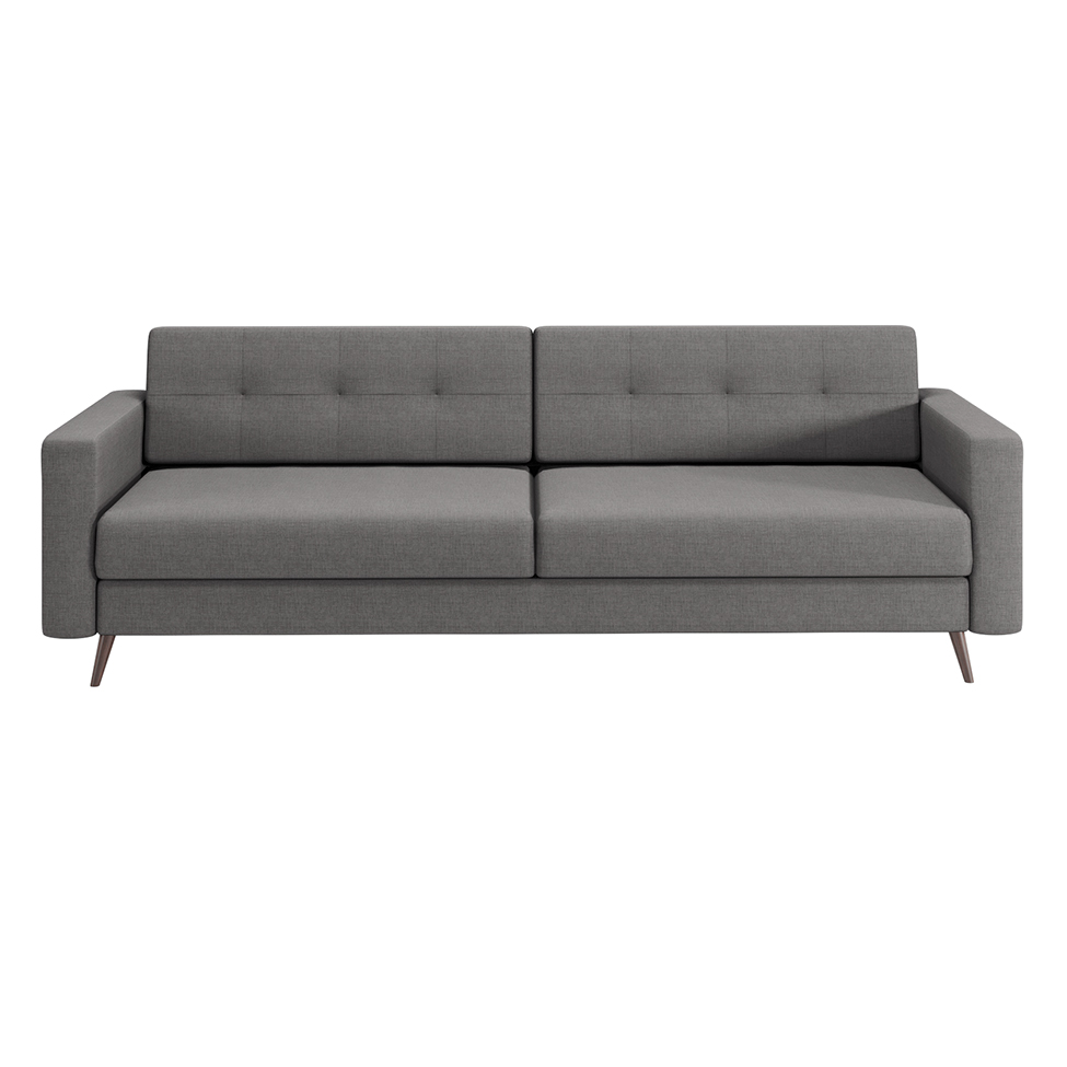 Sofá 3 Lugares Living Pé Palito Linho Cotton Cinza 210 cm