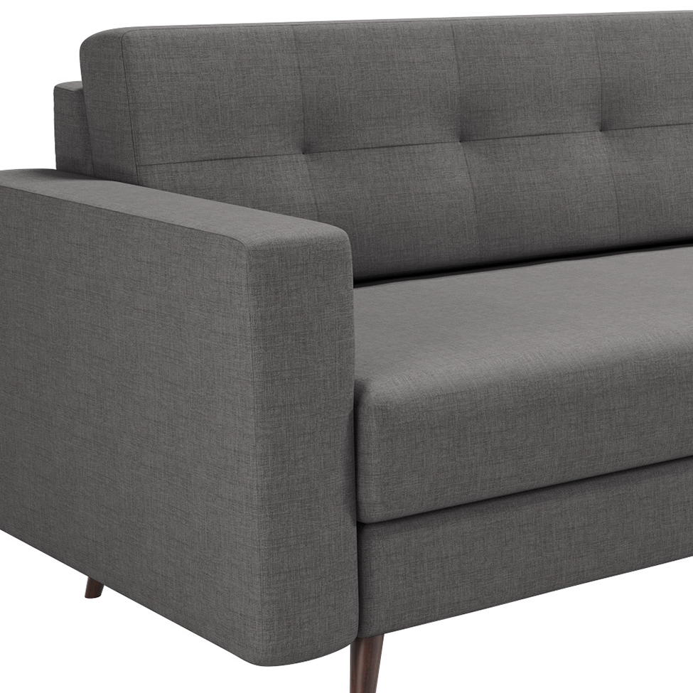 Sofá 3 Lugares Living Pé Palito Linho Cotton Cinza 210 cm