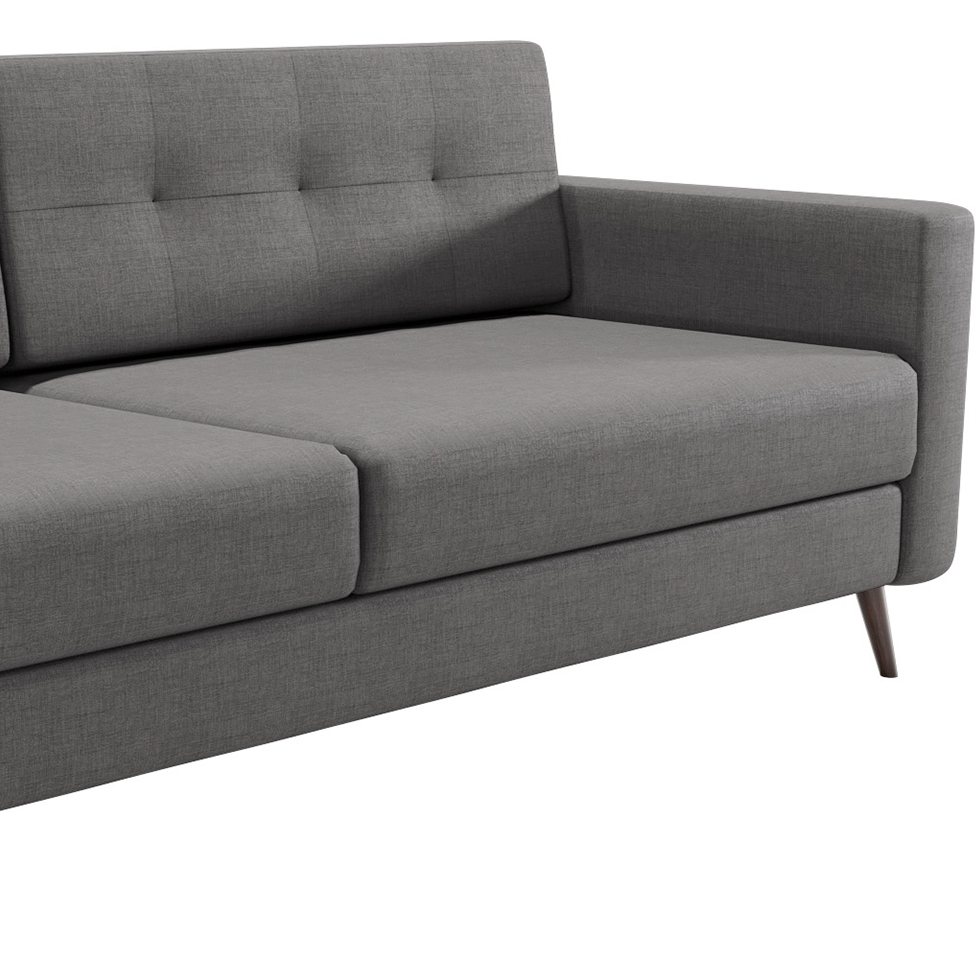 Sofá 3 Lugares Living Pé Palito Linho Cotton Cinza 210 cm