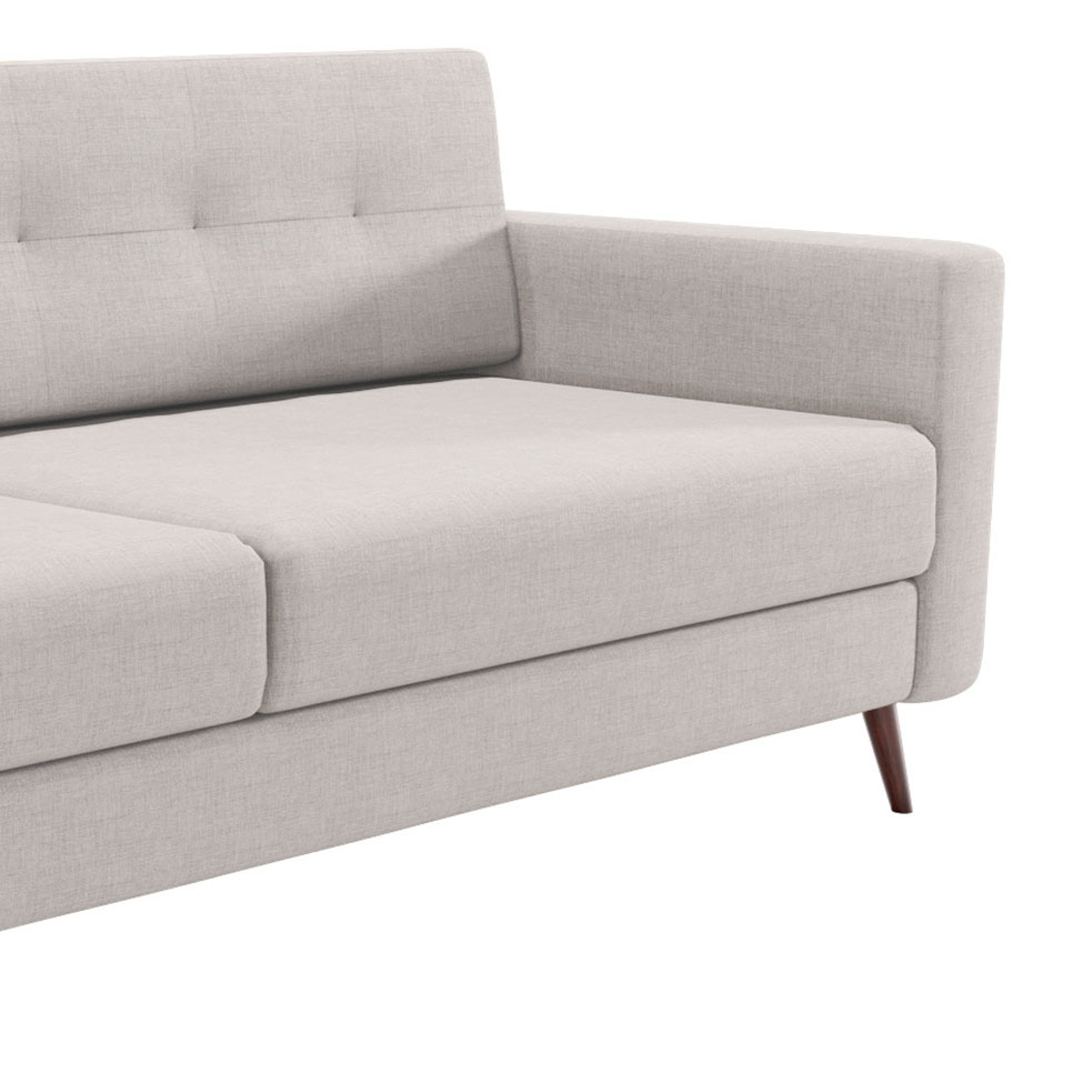 Sofá 3 Lugares Living Pé Palito Linho Cotton Cru 210 cm