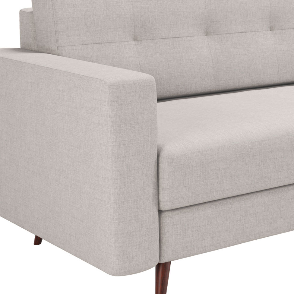 Sofá 3 Lugares Living Pé Palito Linho Cotton Cru 210 cm