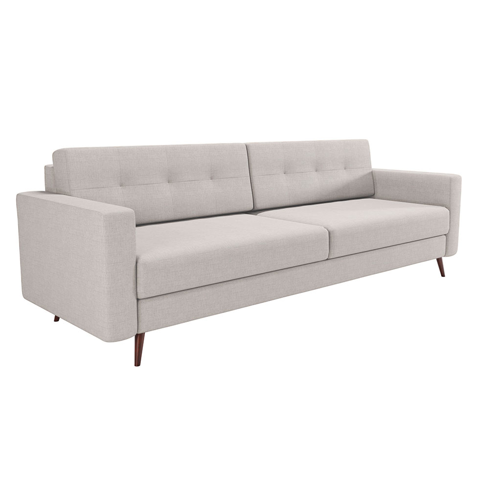 Sofá 3 Lugares Living Pé Palito Linho Cotton Cru 210 cm