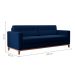 Sofá 3 Lugares Living Pés e Base em Madeira Linho Cotton Azul Marinho 180 cm