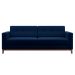 Sofá 3 Lugares Living Pés e Base em Madeira Linho Cotton Azul Marinho 180 cm