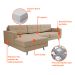 Sofá 3 Lugares Living com Chaise Esquerdo Pé Palito Linho Cotton Bege