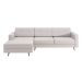 Sofá 3 Lugares Living com Chaise Esquerdo Pé Palito Linho Cotton Cru