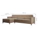 Sofá 3 Lugares Living com Chaise Esquerdo Pés e Base em Madeira Linho Cotton Bege