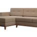 Sofá 3 Lugares Living com Chaise Esquerdo Pés e Base em Madeira Linho Cotton Bege