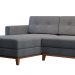 Sofá 3 Lugares Living com Chaise Esquerdo Pés e Base em Madeira Linho Cotton Cinza