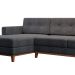 Sofá 3 Lugares Living com Chaise Esquerdo Pés e Base em Madeira Linho Cotton Grafite