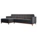 Sofá 3 Lugares Living com Chaise Esquerdo Pés e Base em Madeira Linho Cotton Grafite