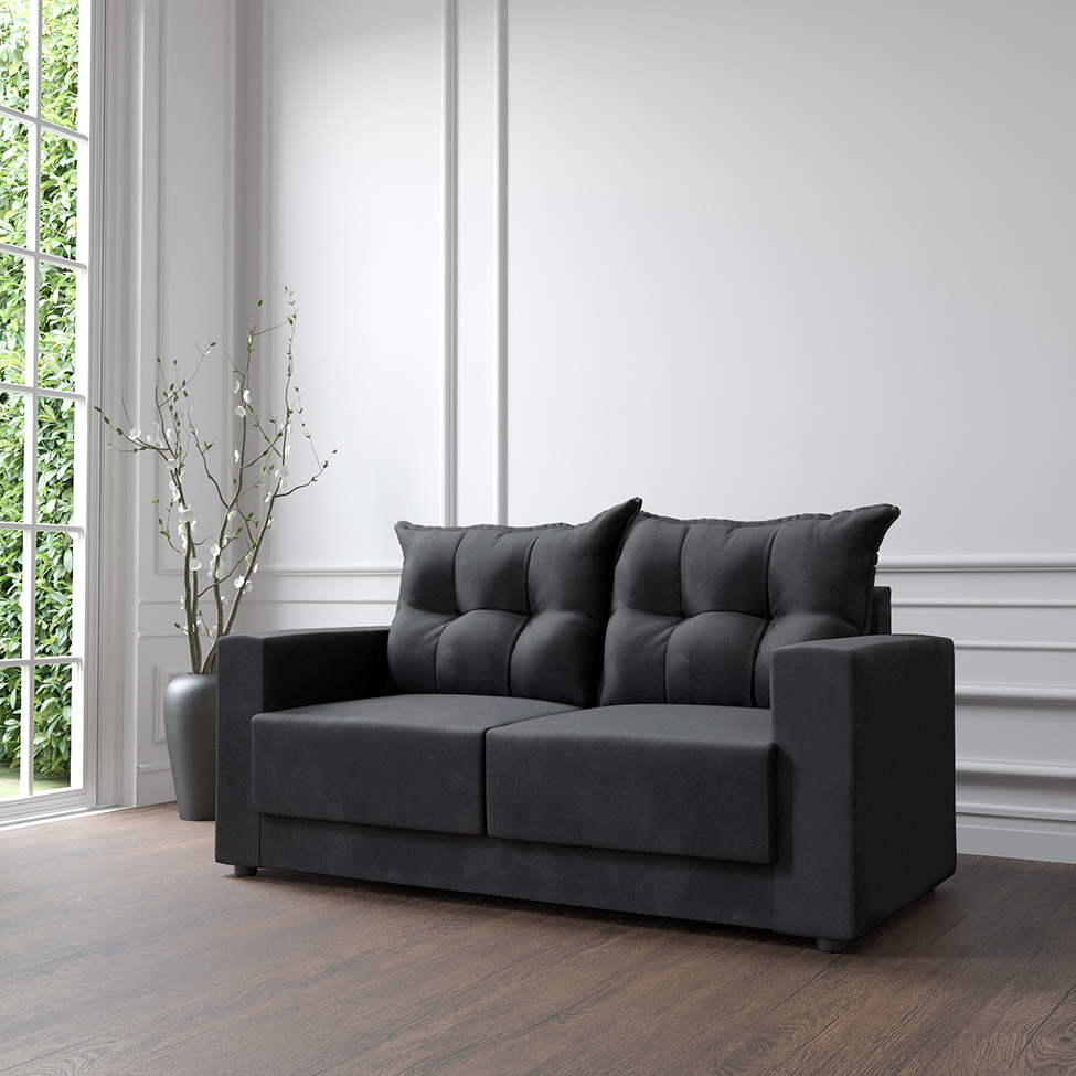 Sofá 3 Lugares Lubeck Suede Grafite 180 cm