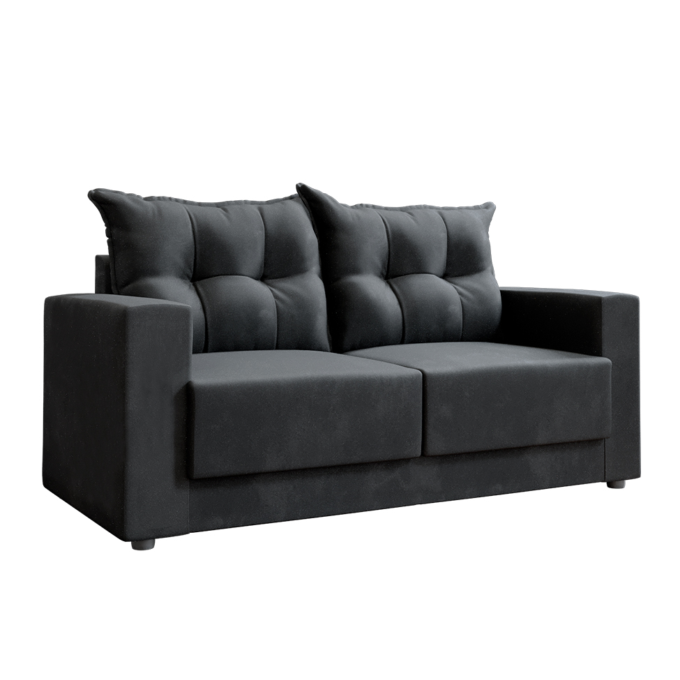 Sofá 3 Lugares Lubeck Suede Grafite 180 cm