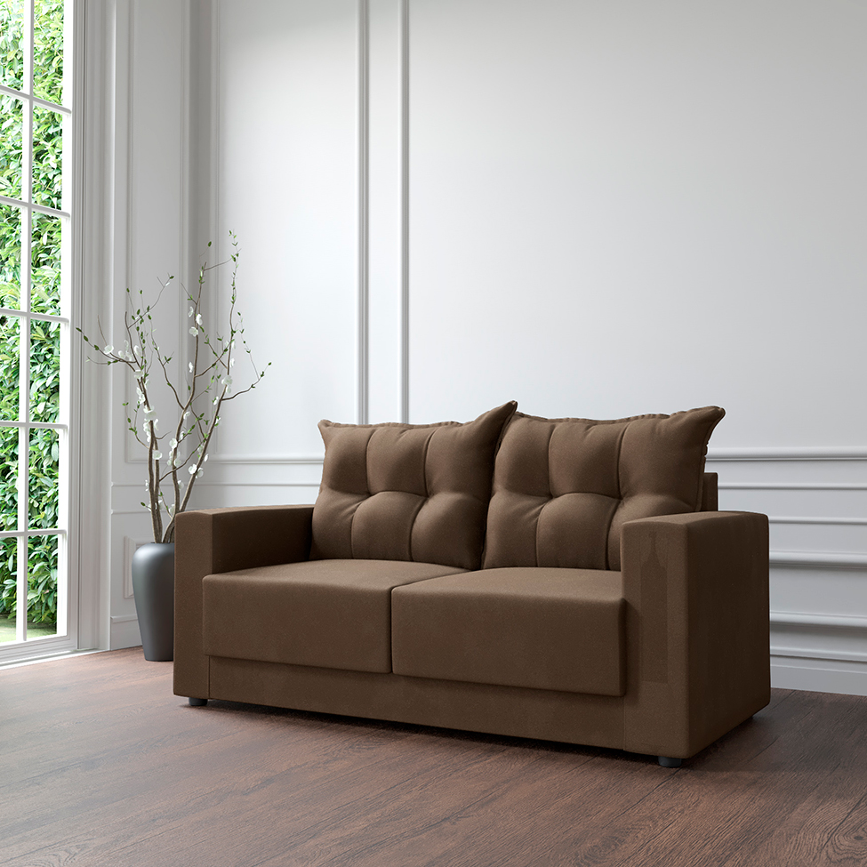 Sofá 3 Lugares Lubeck Suede Marrom 180 cm