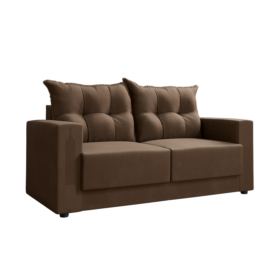 Sofá 3 Lugares Lubeck Suede Marrom 180 cm