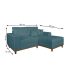 Sofá 3 Lugares Mônaco com Chaise Direito Linho Azul Claro