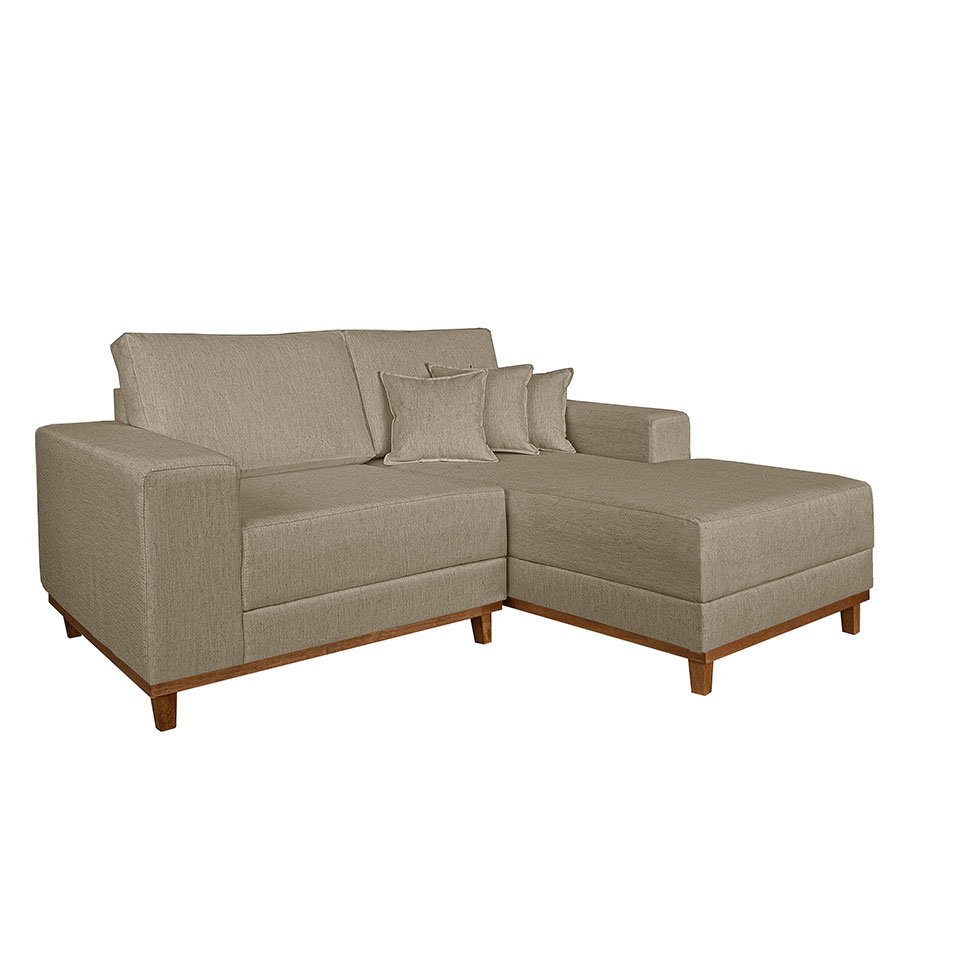 Sofá 3 Lugares Mônaco com Chaise Direito Linho Bege