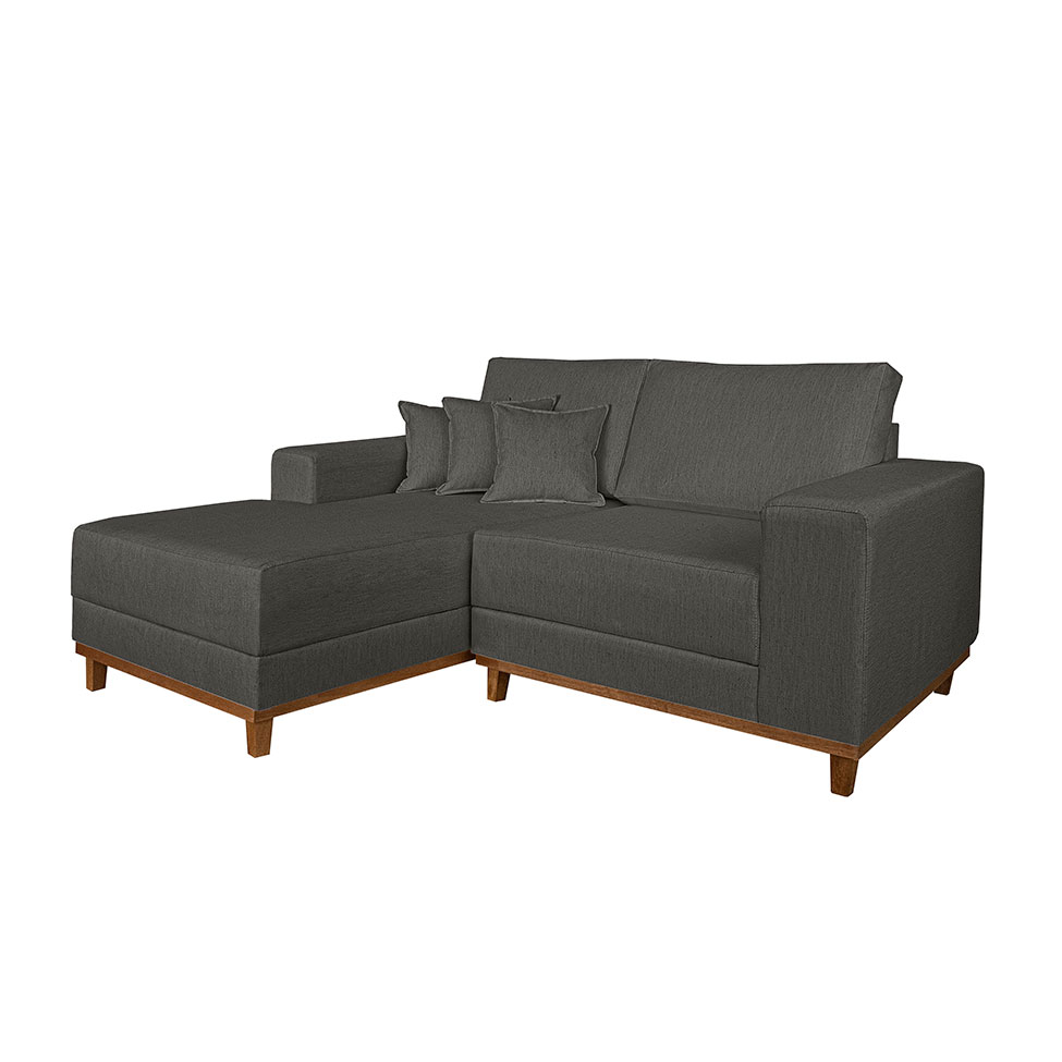 Sofá 3 Lugares Mônaco com Chaise Esquerdo Linho Cinza
