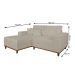 Sofá 3 Lugares Mônaco com Chaise Esquerdo Linho Off White