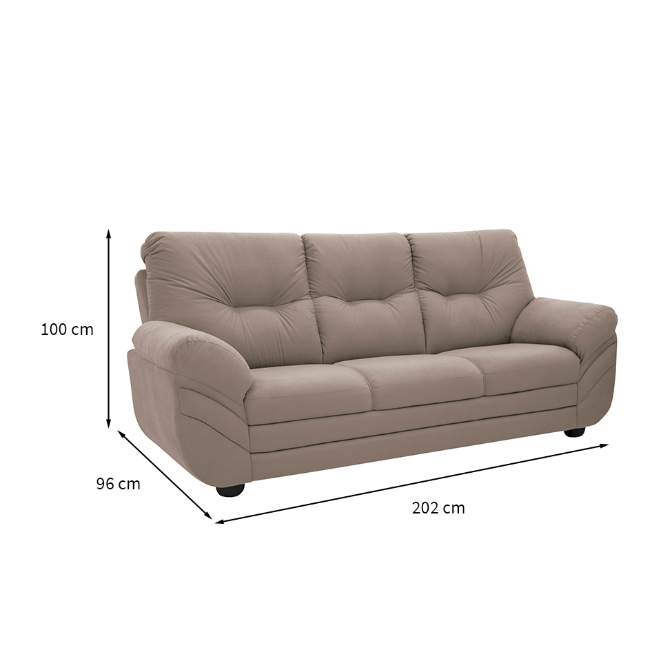 Sofá 3 Lugares Maranello Suede Bege