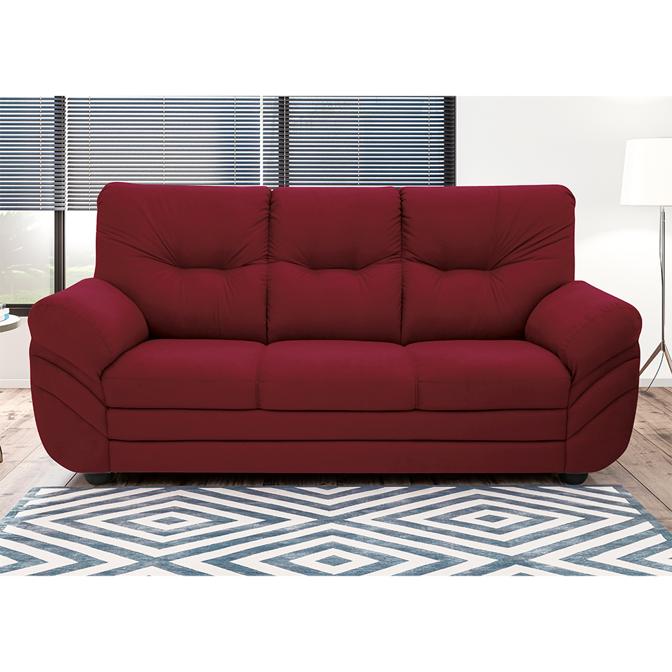 Sofá 3 Lugares Maranello Suede Vermelho