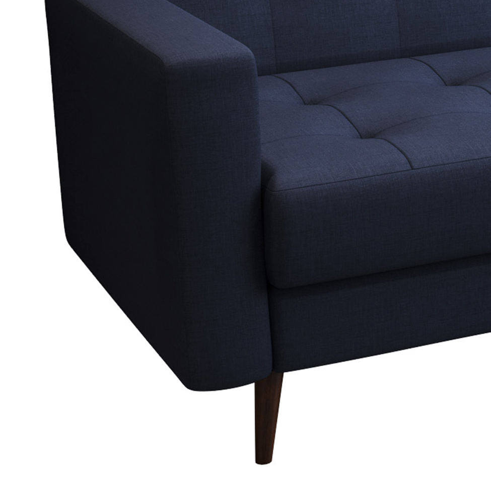 Sofá 3 Lugares Mariah Pé Palito Linho Cotton Azul Marinho