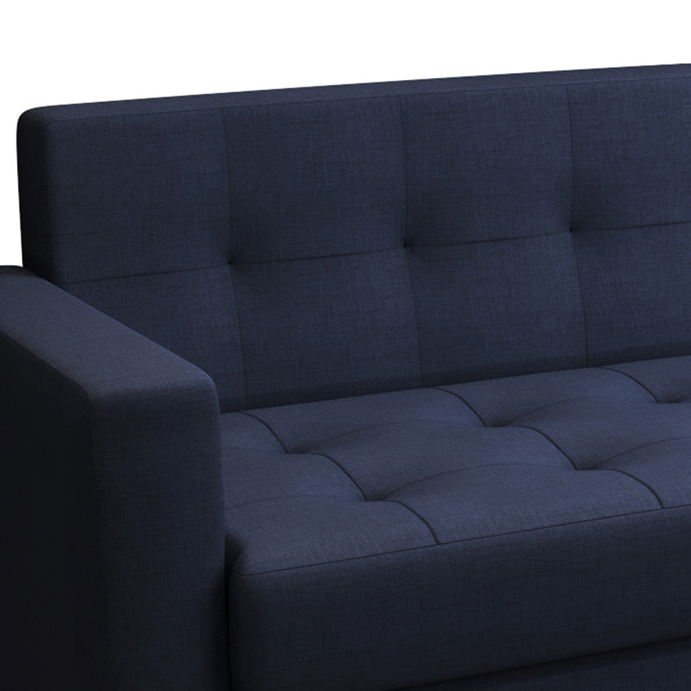 Sofá 3 Lugares Mariah Pé Palito Linho Cotton Azul Marinho