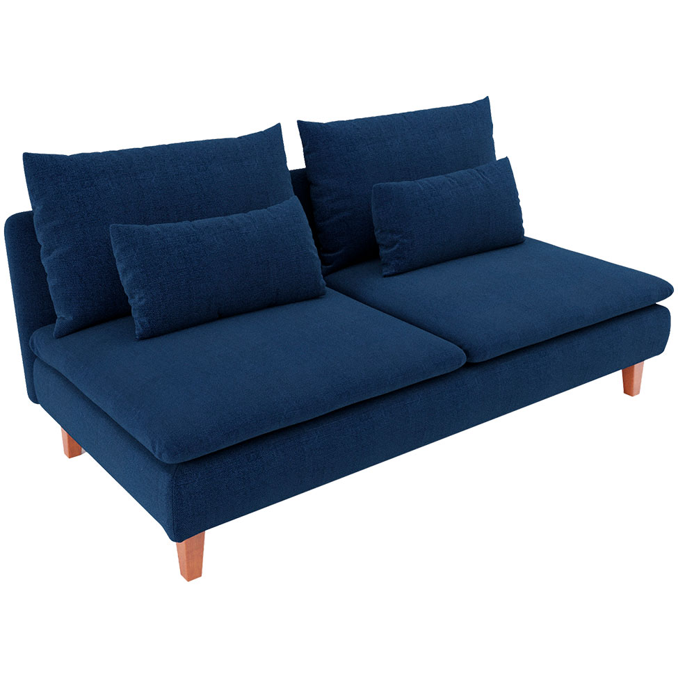 Sofá 3 Lugares Merkel Linho Azul Marinho