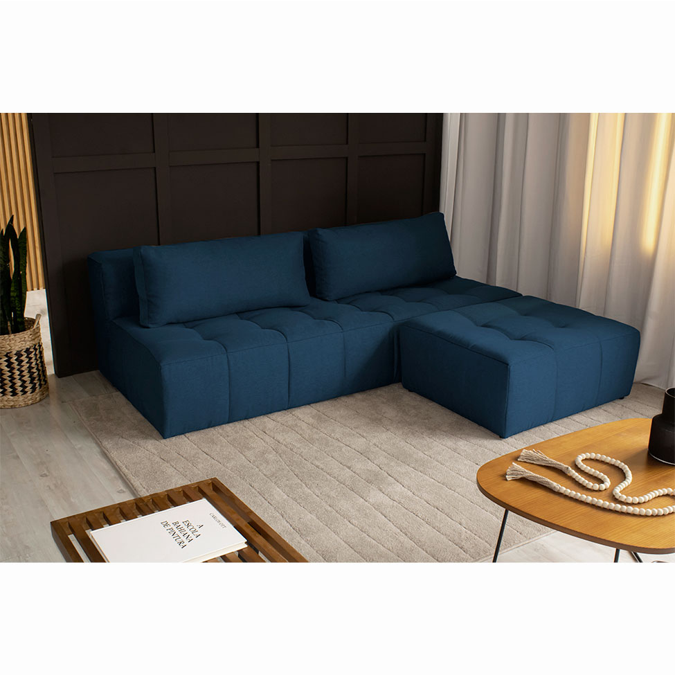 Sofá 3 Lugares Modular Soho Linho Azul Marinho