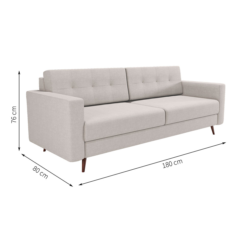 Sofá 3 Lugares Pé Palito Living Linho Cotton Cru