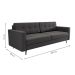 Sofá 3 Lugares Pé Palito Living Linho Cotton Grafite 180 cm