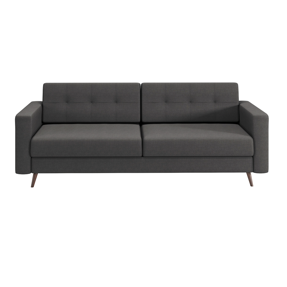 Sofá 3 Lugares Pé Palito Living Linho Cotton Grafite 180 cm