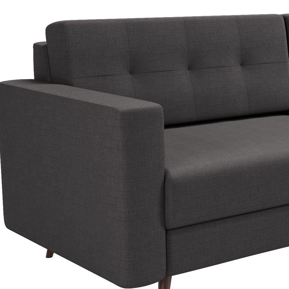 Sofá 3 Lugares Pé Palito Living Linho Cotton Grafite 180 cm