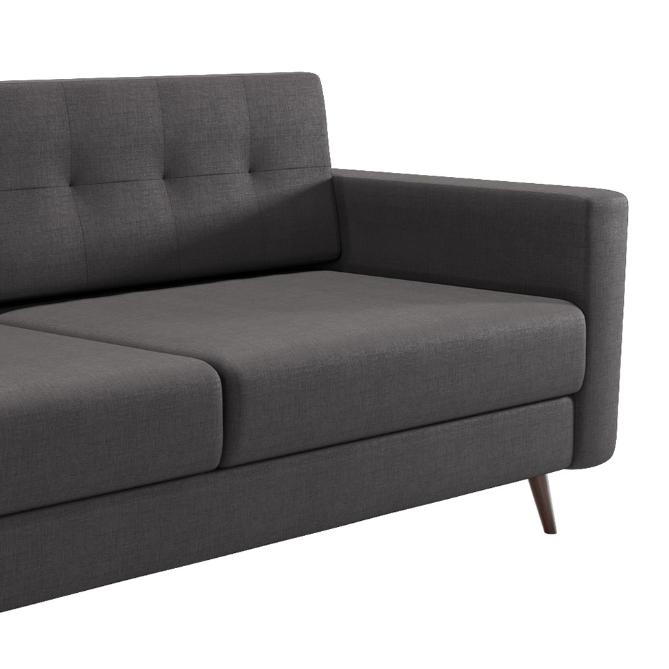 Sofá 3 Lugares Pé Palito Living Linho Cotton Grafite 180 cm