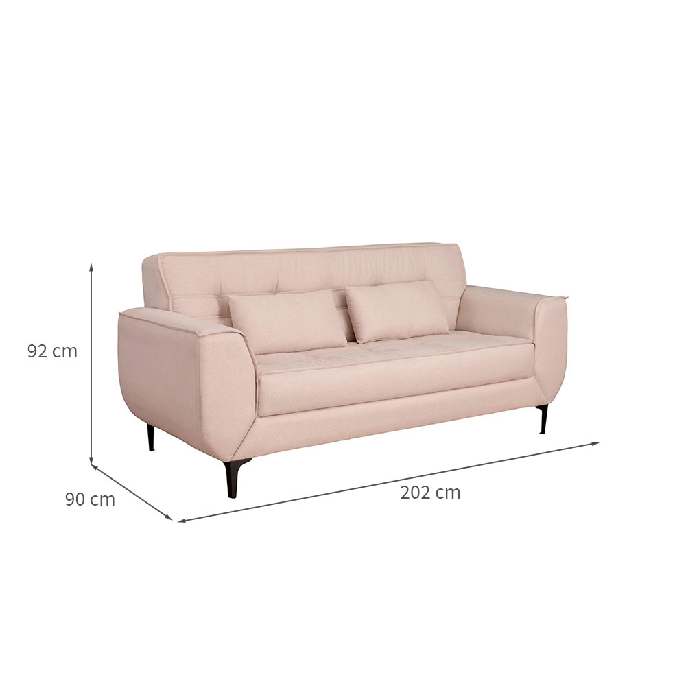 Sofá 3 Lugares Piacenza Linho Bege 202 cm