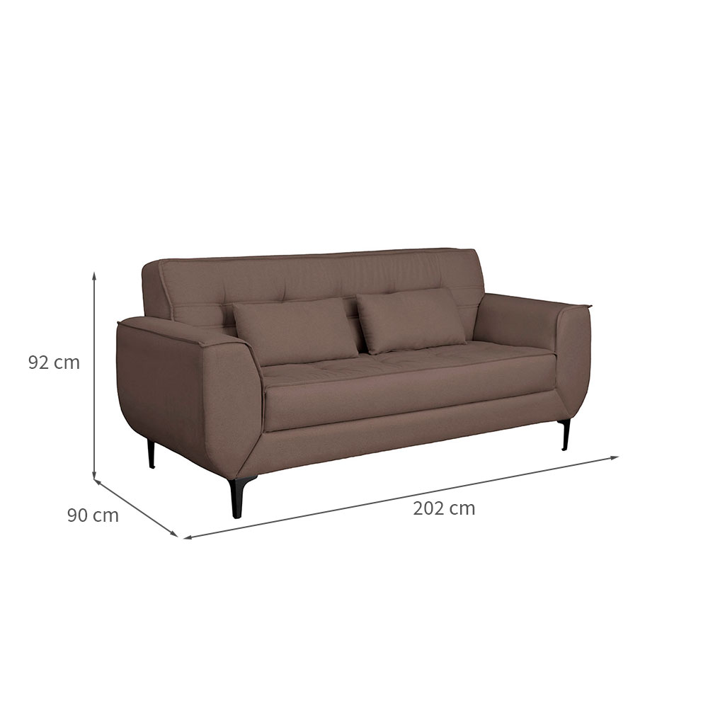 Sofá 3 Lugares Piacenza Linho Marrom 202 cm