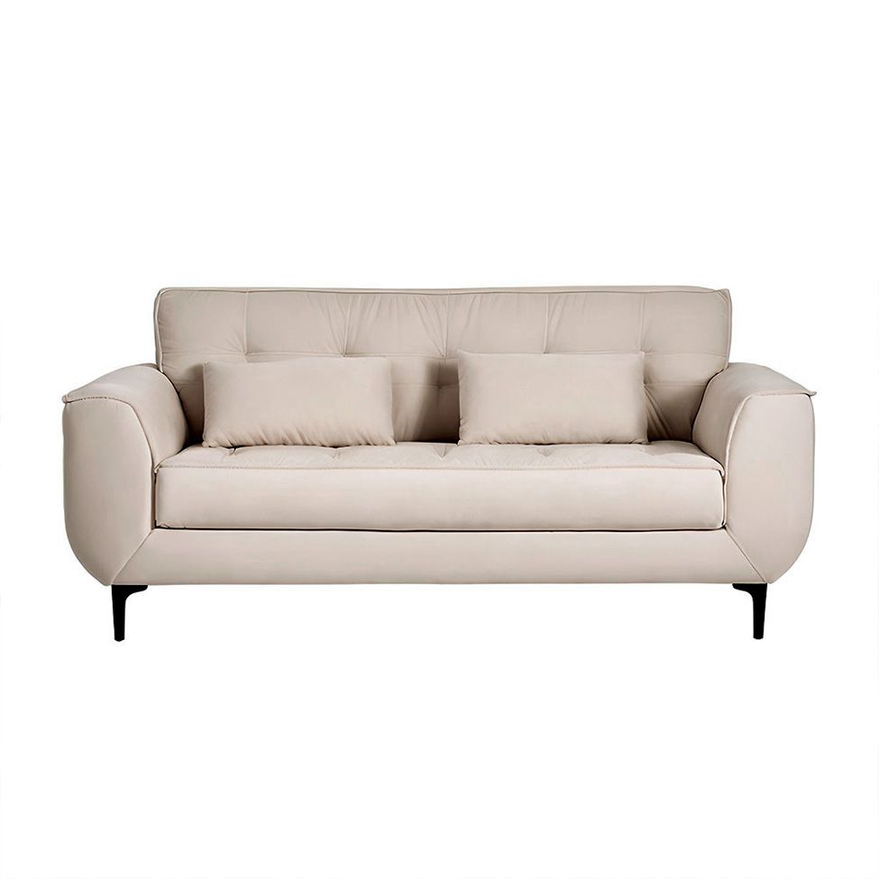 Sofá 3 Lugares Piacenza Suede Bege 202 cm